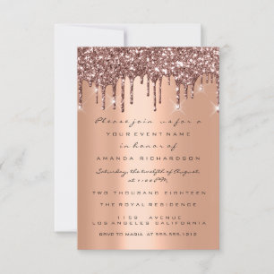 Invitation Paillettes de cuivre Roses en or Témoignage de ma