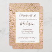 Invitation Paillettes de doré rose impression léopard (Devant / Derrière)