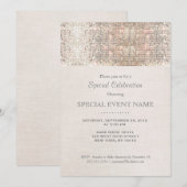 Invitation Paillettes de Faux Argent Élégantes Aspect Lin Bei (Devant / Derrière)