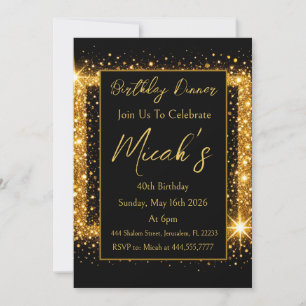 Invitation Paillettes de luxe dorées noires étincelantes bril