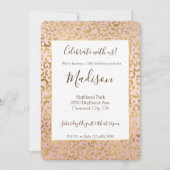 Invitation Paillettes de luxe en or rose Impression léopard (Devant)