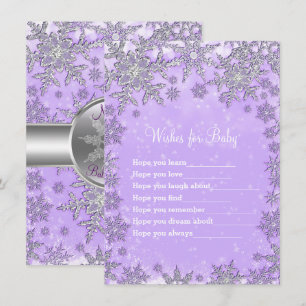 Invitation Paillettes de neige pourpres Wings for Baby shower