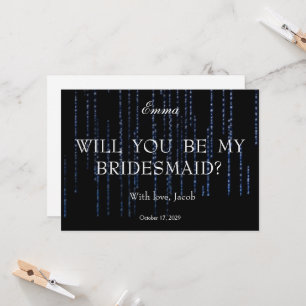 Invitation Paillettes de papier alu bleu blanc Veux-tu être m
