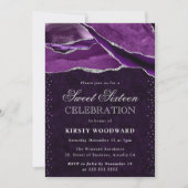 Invitation Paillettes de quartz agate violet et argent pour u (Devant)