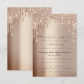 Invitation Paillettes de rose de gouttes de mariage de luxe d (Devant / Derrière)