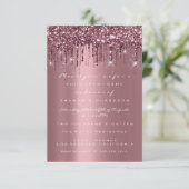 Invitation Paillettes de rose de mariage de gouttes de 16e (Debout devant)