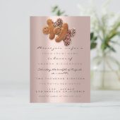 Invitation Paillettes de rose dorée pour la veille de Noël (Debout devant)