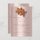 Invitation Paillettes de rose dorée pour la veille de Noël (Devant / Derrière)