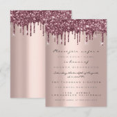 Invitation Paillettes de rose en or  Bridal 16ème anniversair (Devant / Derrière)