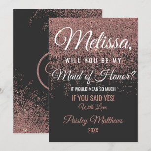 Invitation Paillettes de Rose Gold Étincelles Demoiselle d'Ho