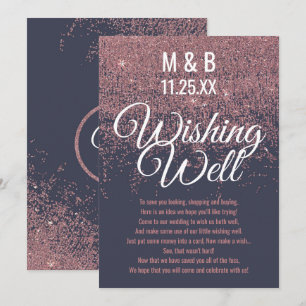 Invitation Paillettes de rose gold scintillant bleu marine So