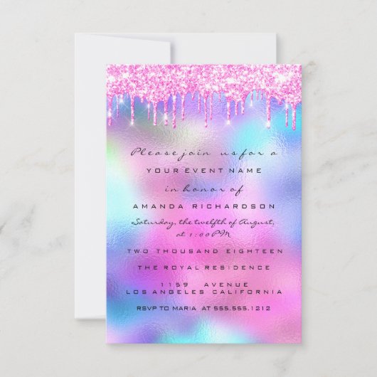 Invitation Paillettes de scintillement de Spark Dégoulinades (Devant)