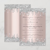 Invitation Paillettes de Sparkle Gouttes Argent Gris Mariée D (Devant / Derrière)
