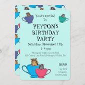 Invitation Paillettes de sucre dans les tasses à thé Personna (Devant / Derrière)