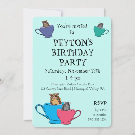 Invitation Paillettes de sucre dans les tasses à thé Personna (Devant)