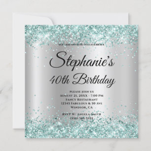 Invitation Paillettes de Téâl Dégradé Argent Clair 40e Annive