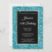 Invitation Paillettes de turquoise foncé 50e anniversaire noi (Devant)