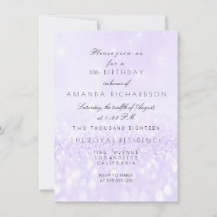 Invitation Paillettes Délicat Lavande Violet Améthyste Pastel
