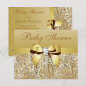 Invitation Paillettes d'or, arc et baby shower de diamant (Devant / Derrière)