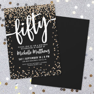 Invitation Paillettes d'Or Noir 50e Anniversaire