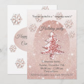 Invitation Paillettes d'or rose fête de Noël d'entreprise (Devant / Derrière)