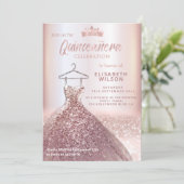 Invitation Paillettes d'or rose robe tiara Quinceañera (Debout devant)