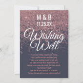 Invitation Paillettes d'or rose scintillant Bleu marine Souha (Devant)