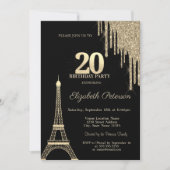 Invitation Paillettes d'or, Tour Eiffel 20e anniversaire (Devant)