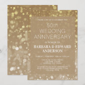 Invitation Paillettes dorées 50e anniversaire de mariage (Devant / Derrière)