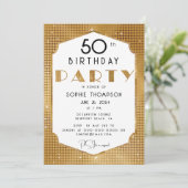 Invitation Paillettes dorées Art déco Élégant et chic Fête d' (Debout devant)