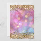 Invitation Paillettes dorées Bokeh rose (Dos)