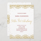 Invitation Paillettes dorées bordeaux style crochet découpé a (Devant / Derrière)