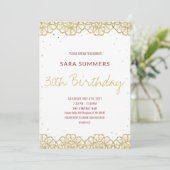 Invitation Paillettes dorées bordeaux style crochet laser cut (Debout devant)