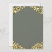 Invitation Paillettes dorées chic vert olive pour un mariage (Dos)