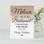 Invitation Paillettes dorées Demoiselle d'honneur blanche (Debout devant)