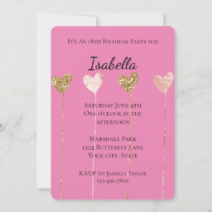 Invitation Paillettes dorées Fête d'anniversaire Chaînes card