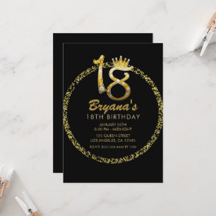 Invitation Paillettes dorées Glam Diamant Bling Étincelle 18è