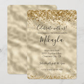 Invitation Paillettes dorées glamour pour filles (Devant / Derrière)