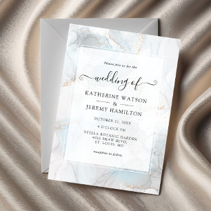 Invitation Paillettes dorées Mariage à l'encre alcoolique