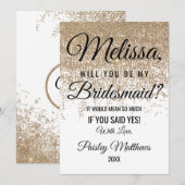 Invitation Paillettes dorées Mariée d'honneur Blanche (Devant / Derrière)