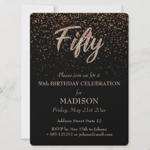 Invitation Paillettes dorées pour 50e anniversaire