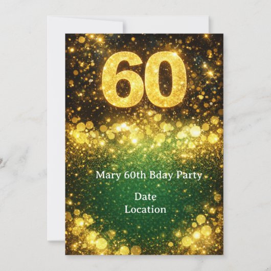 Invitation Paillettes dorées pour 60e anniversaire (Devant)