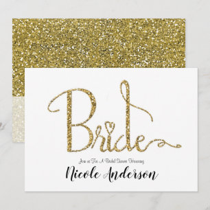Invitation Paillettes dorées scintillement mariage moderne de