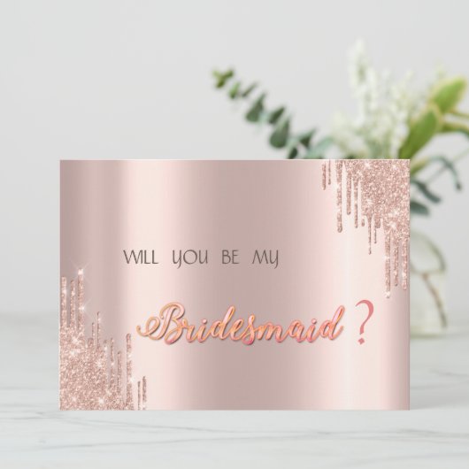 Invitation Paillettes élégantes rose doré coulantes (Debout devant)