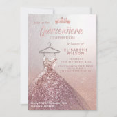 Invitation Paillettes en or rose en paillettes de tiara robe  (Devant)