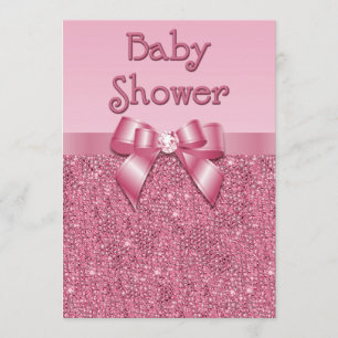 Invitation Paillettes et baby shower roses imprimés de filles