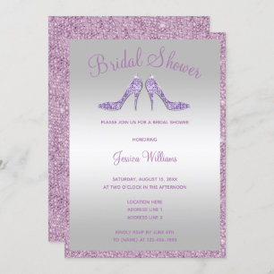 Invitation Paillettes et Fête de la mariée lilas étincelantes