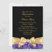 Invitation Paillettes et nœud à bijoux dorés et violets pour  (Dos)