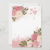 Invitation Paillettes et Rose Doré Fleurs Vide (Devant)