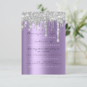 Invitation Paillettes étincelantes argentées violettes grises (Debout devant)